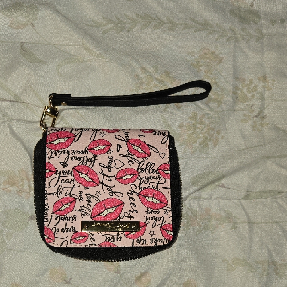 Betsey Johnson Pink Lip Pattern Wristlet